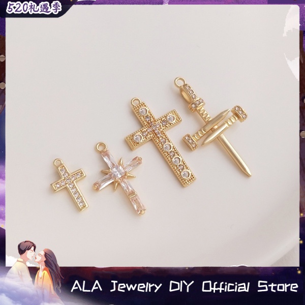 Mặt Dây Chuyền Hình Chữ Thập Đính Đá Zircon 14k Nhiều Màu Sắc
