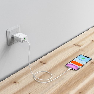 Cốc sạc 2 cổng USB Hoco C80A chân tròn USB-A QC3.0 18W và Type-C PD20W (Trắng) - Phụ Kiện 1986
