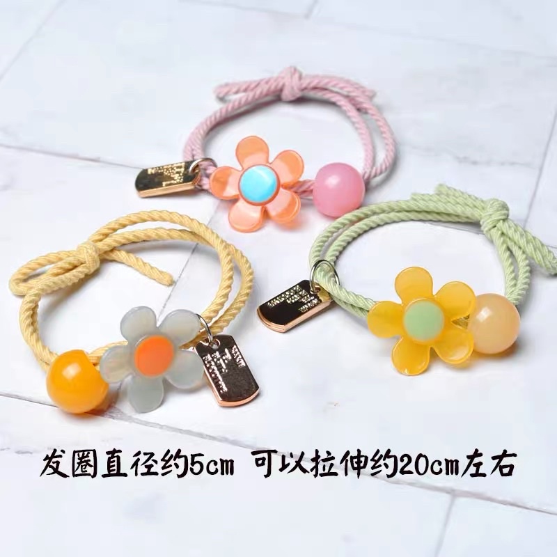 Dây buộc tóc hoa ba chi tiết, chum buộc tóc dễ thương dành cho bạn gai