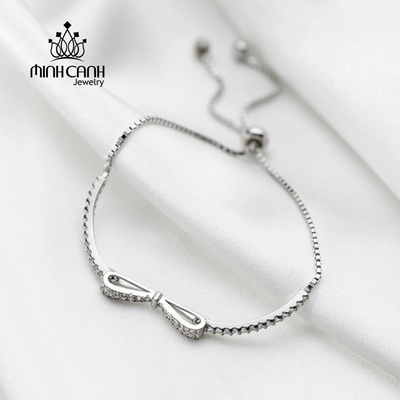 Vòng Tay Bạc 925 Xi Bạch Kim Hình Nơ Điều Chỉnh Kích Thước - Minh Canh Jewelry