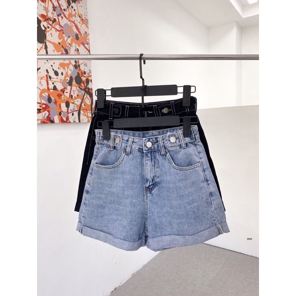 Quần short, quần short jeans đai khuy hai bên cạp 5902