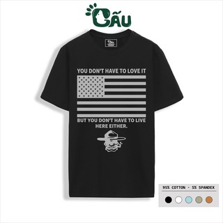 Áo thun nam GẤU 194 - MEN cổ tròn tay ngắn vải coton co dãn, dày dặn, form regular fit - Cờ Mỹ 3D