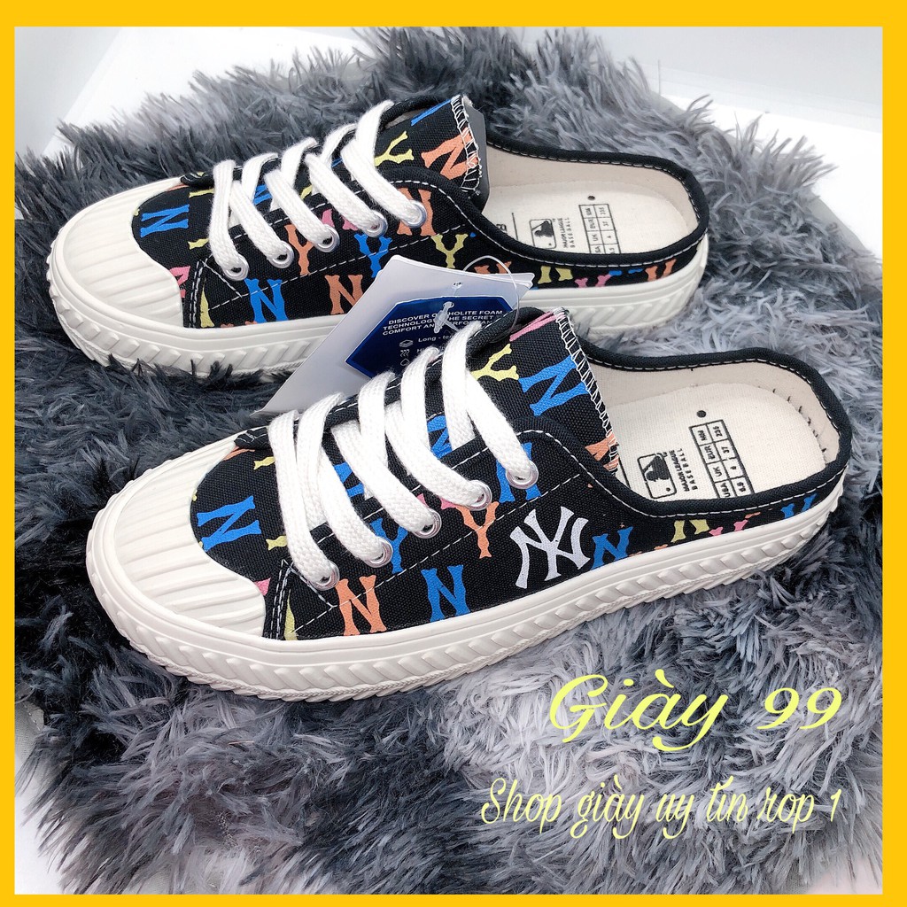 Giày Sneaker Nữ Sục Đạp Gót N,Y Đen Họa Tiết - Giày 99 | BigBuy360 - bigbuy360.vn