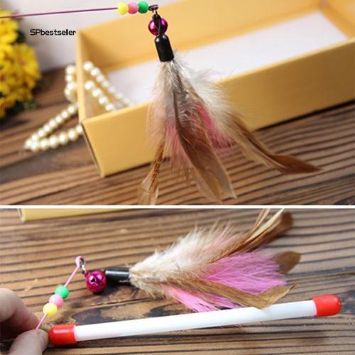 Gậy đồ chơi gắn lông vũ nhiều màu sắc dành cho mèo cưng