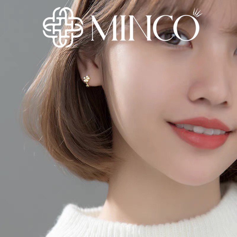 Bông tai nữ hoa anh đào Minco Accessories Hoa tai màu gold 14k phong cách tiểu thư Hàn Quốc BT241