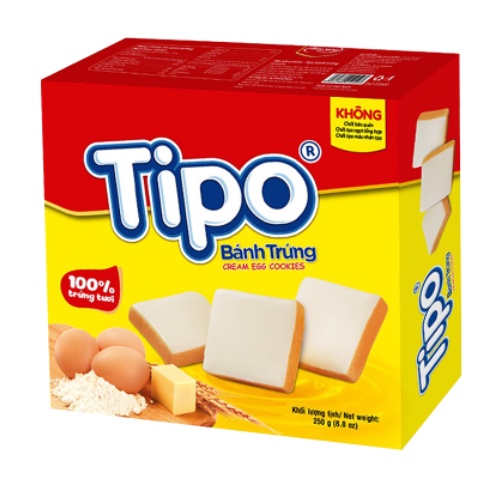SET 6 Hộp TIPO 250G bánh trứng nướng vị kem sữa TIPO 250Gram