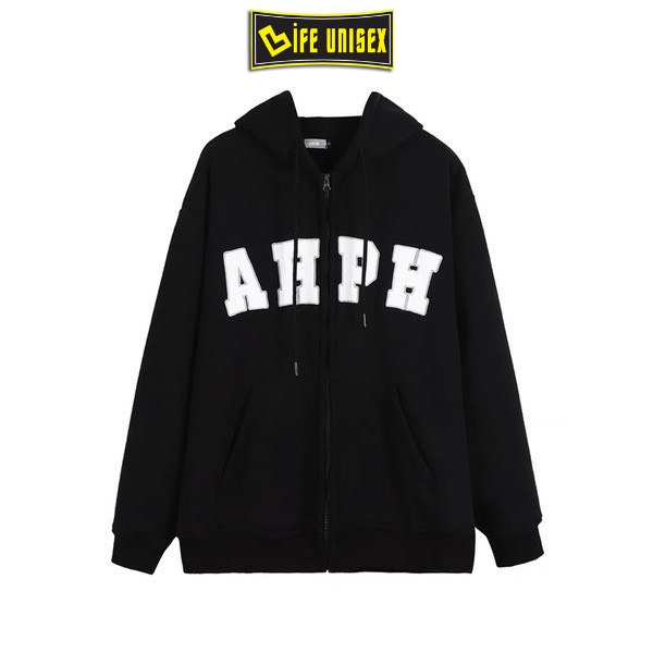 Áo Khoác Hoodie Nỉ AHPH Nam Nữ Ulzzang Unisex Dây Kéo, Áo Khoác Nỉ Form Rộng LIFE UNISEX