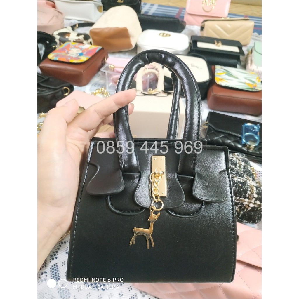 Túi xách nữ form nhỏ thời trang hai màu đen & be | BigBuy360 - bigbuy360.vn