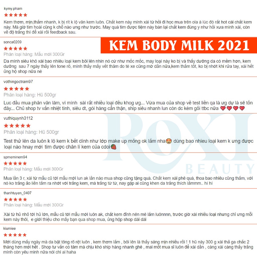 [THẤM SAU 3S] Kem body siêu trắng Milk K'hula ROXI Beauty, kem dưỡng trắng da body ko bết rít