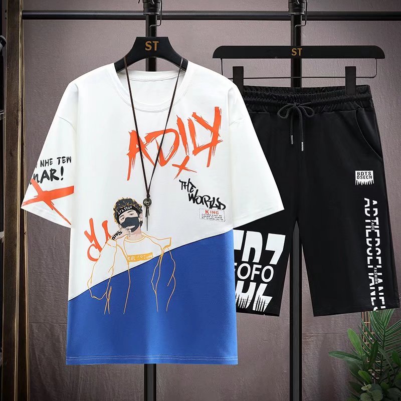 Áo Thun Tay Ngắn Cổ Thuyền Dáng Rộng In Họa Tiết Thời Trang Mùa Hè Cho Nam size M-5XL