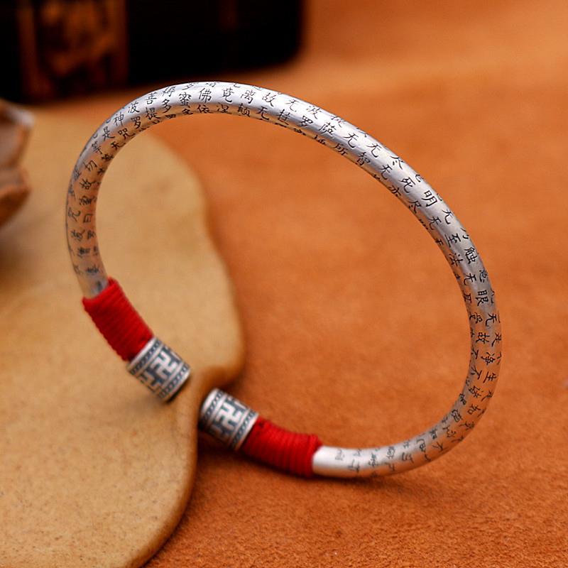 ◘Vòng đeo tay bằng bạc Sterling hình trái tim hoàng đạo năm mới phong cách dân tộc 2021.10.15 cho nam và nữ