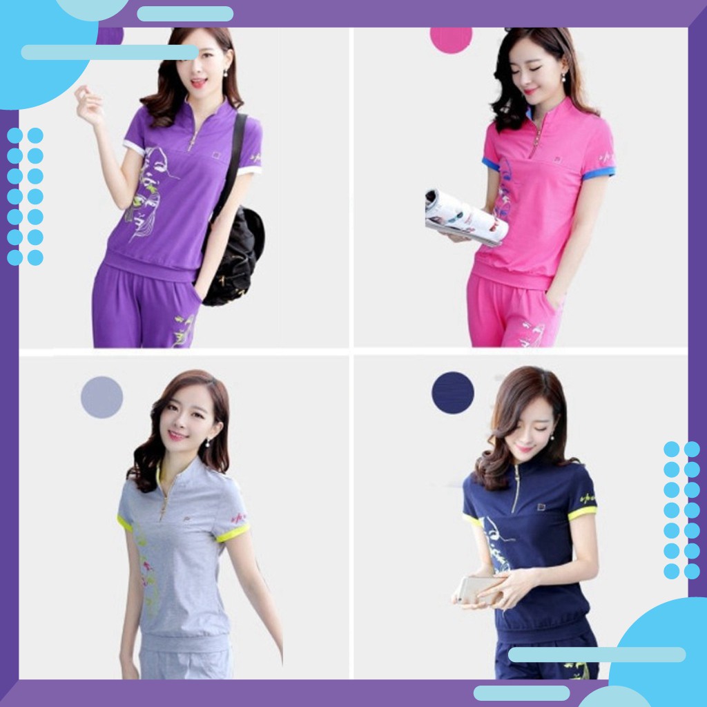 [Mẫu mới] Bộ Lửng Thể Thao Cô Gái Tím Phối Dây Kéo Thời Trang H1166