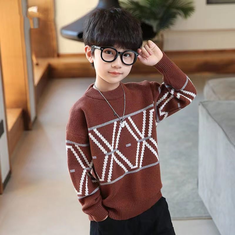 Áo Sweater Dệt Kim Cổ Tròn Thiết Kế Mới Thời Trang Mùa Thu Đông 2022 Dành Cho Bé Trai