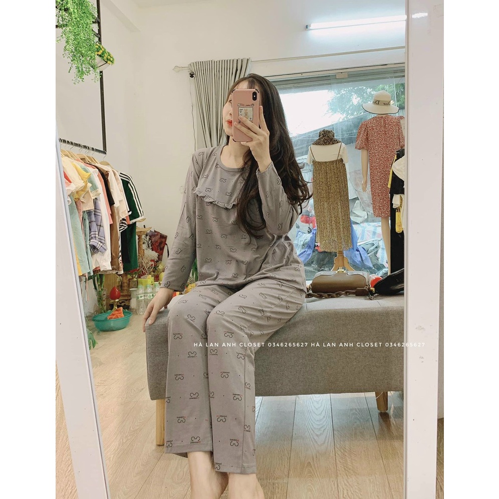 Bộ bầu thiết kế chất  cao cấp☘️thiết kế sang chảnh☘️mặc ở nhà ra ngoài đều được☘️free size 43~65kg