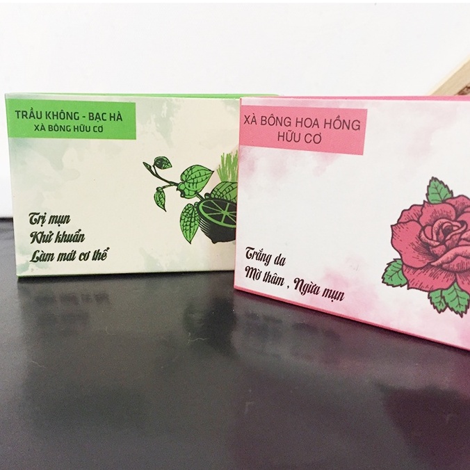 Combo 4 cục xà bông nghệ, mướp đắng, trầu không, hoa hồng | Xà bông thảo dược trắng da khử thâm