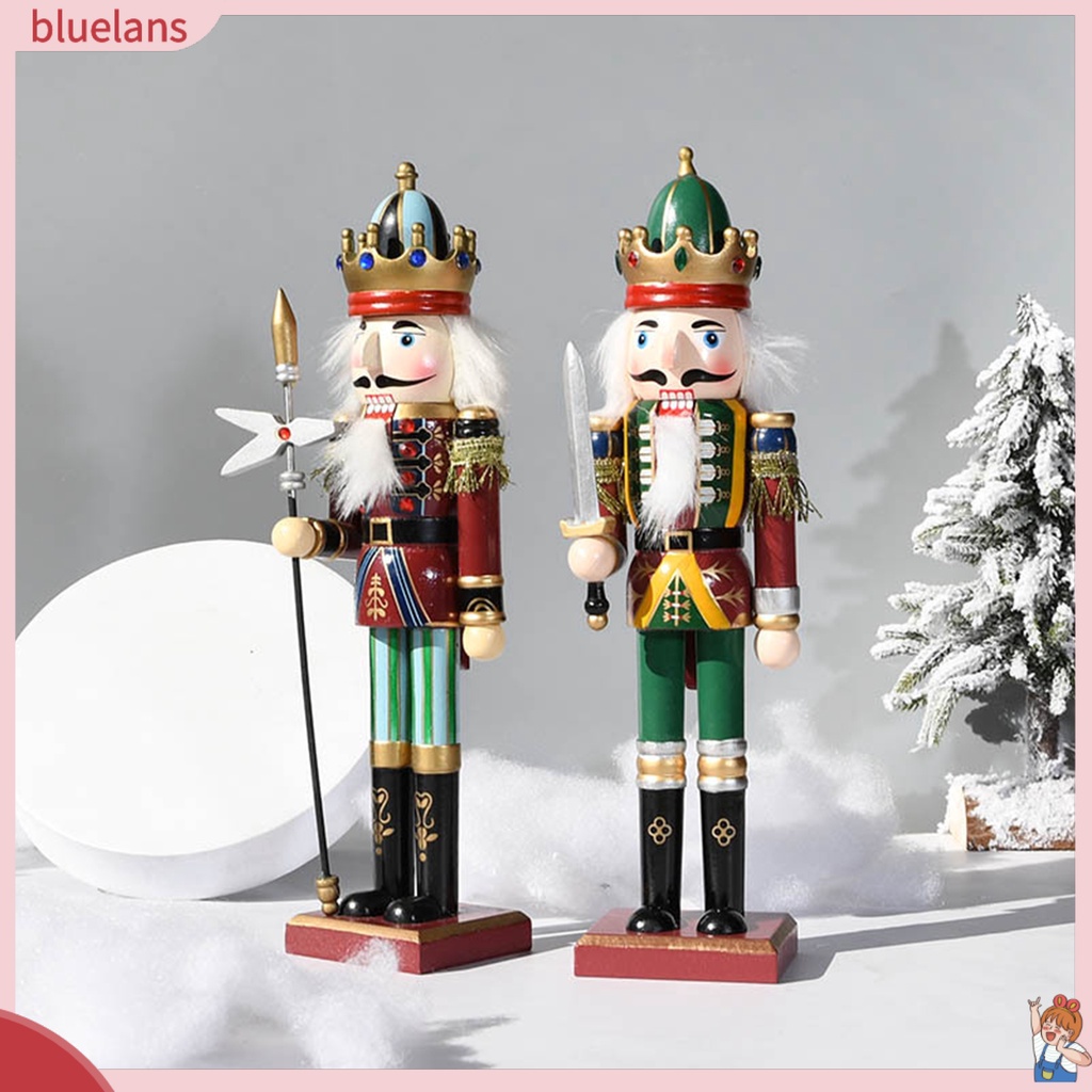 Set 2 Mô Hình Gỗ Nutcracker Trang Trí Giáng Sinh