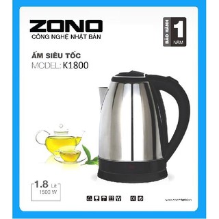 Ấm đun siêu tốc zono k-1800 inox - hãng phân phối chính thức