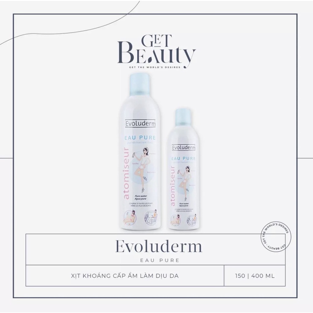 XỊT KHOÁNG EVOLUDERM GIÚP DƯỠNG ẨM CẤP NƯỚC VÀ LÀM DỊU LÀN DA 150ML | 400ML