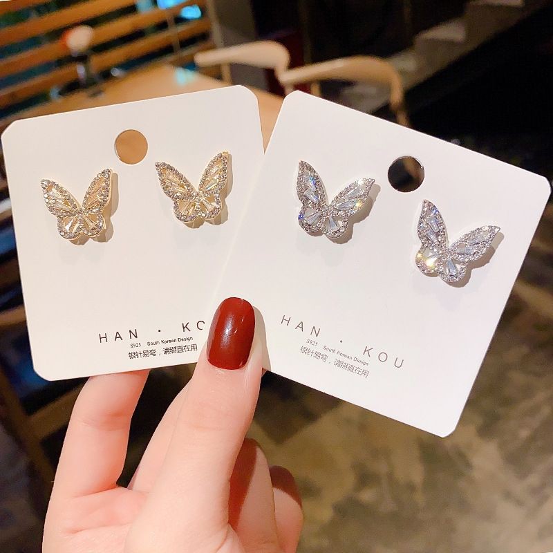 Khuyêb tại bạc 925 bướm đính đá bling ✨ ✨ mã GBV-69