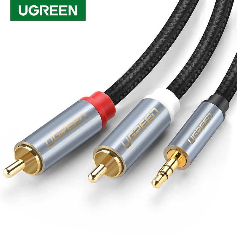 Cáp Audio 3.5mm sang 2 đầu bông sen RCA cao cấp Ugreen 40841 40843 AV135 Chính Hãng