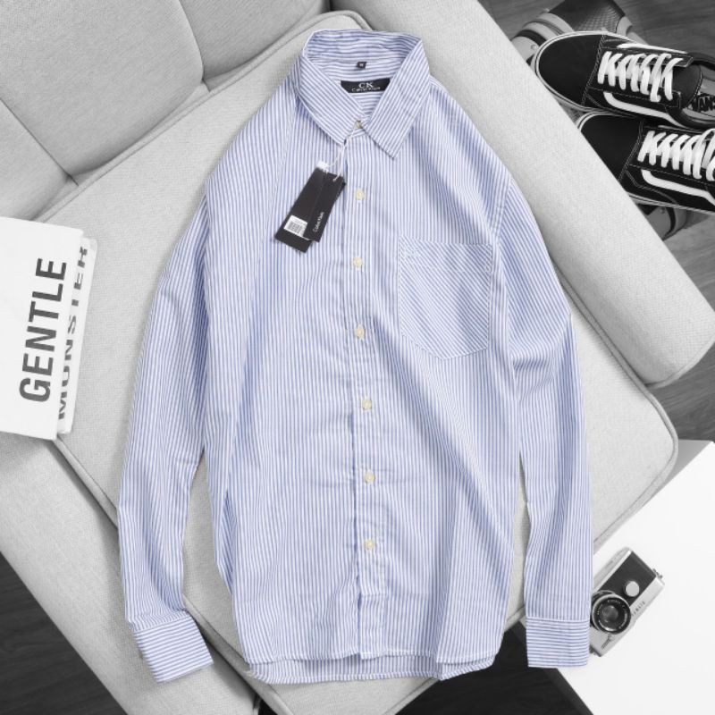 Áo sơ mi nam dài tay trung niên cotton KATE sọc