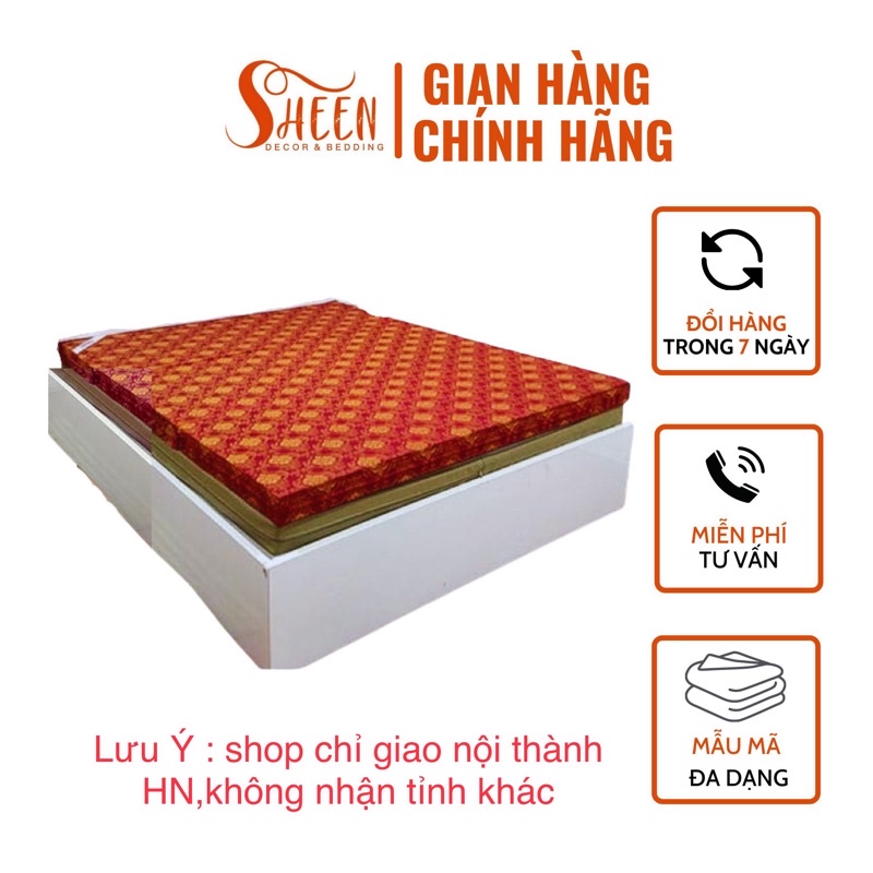 Đệm bông ép Việt Hàn 1m2x190cm đủ độ dày 5/7/9cm gấp 3 cao cấp Sheen bedding