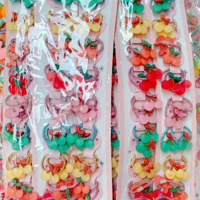 SỈ= LẺ DÂY 10 CÁI CỘT TÓC CHO BÉ GÁI HÌNH TRÁI CÂY