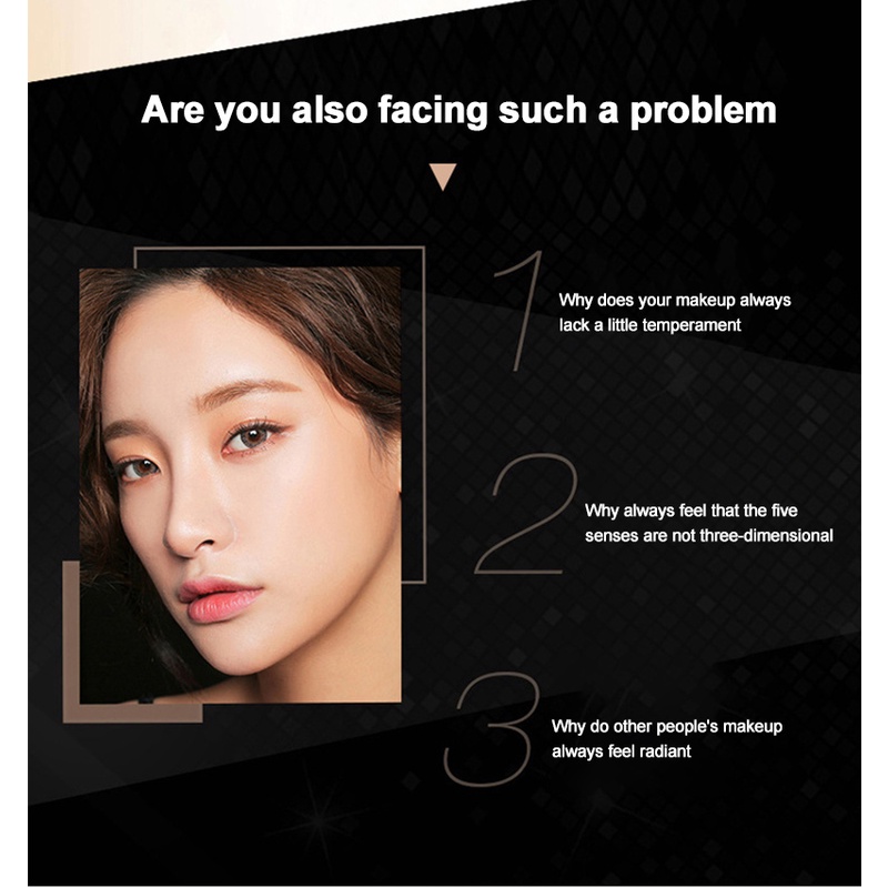 Colour hình học cao bóng sửa chữa thanh hai đầu mũi bóng che khuyết điểm dính V mặt ba chiều trang điểm lâu dài