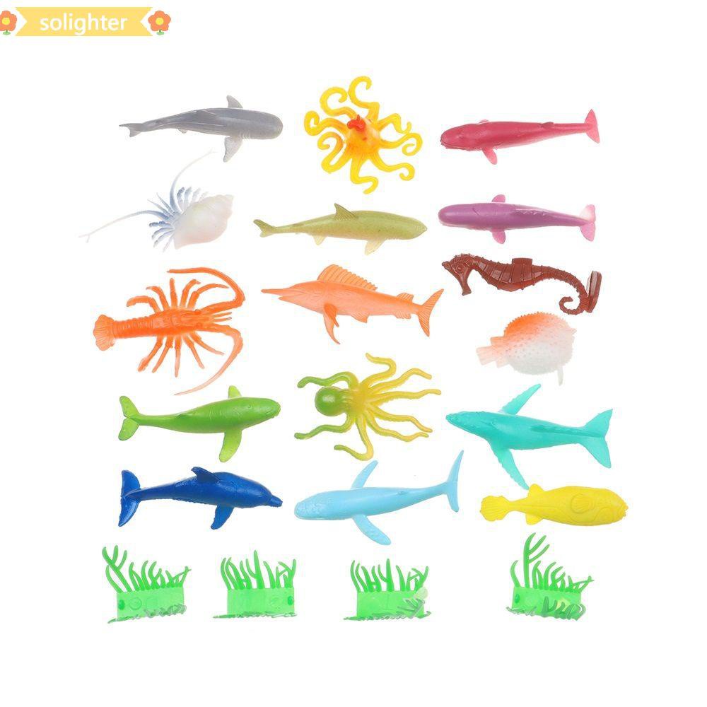 SOLIGHTER Pseudobenthos Simulated Marine Animal Model Lifelike Dolphin Benthos Plastic Marine Organisms Children’s Toys Children’s Bath Ornament Suit Mini Ocean Penguin