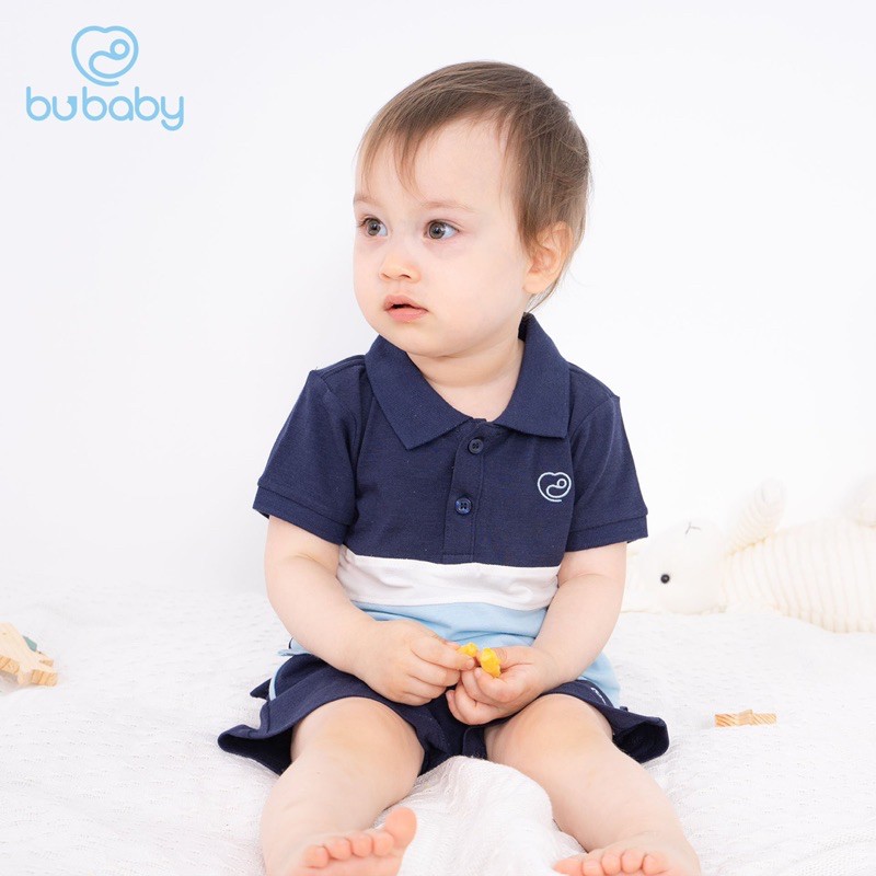 Bộ cộc tay cho bé kẻ Polo BUBABY 6M - 4y