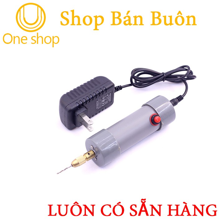 Combo Khoan 335 12V - V2 Tự Chế Cực Mạnh ( 01 động cơ 335, 01 bộ ống nhựa, 01 bộ đầu kẹp 5 đầu 2,3mm, 01 Adapter 12V-2A,