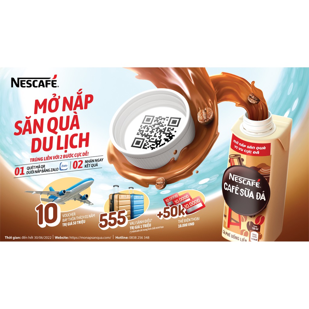 Lốc 12 hộp cà phê uống liền Nescafé® cà phê sữa đá (hộp 180ml)