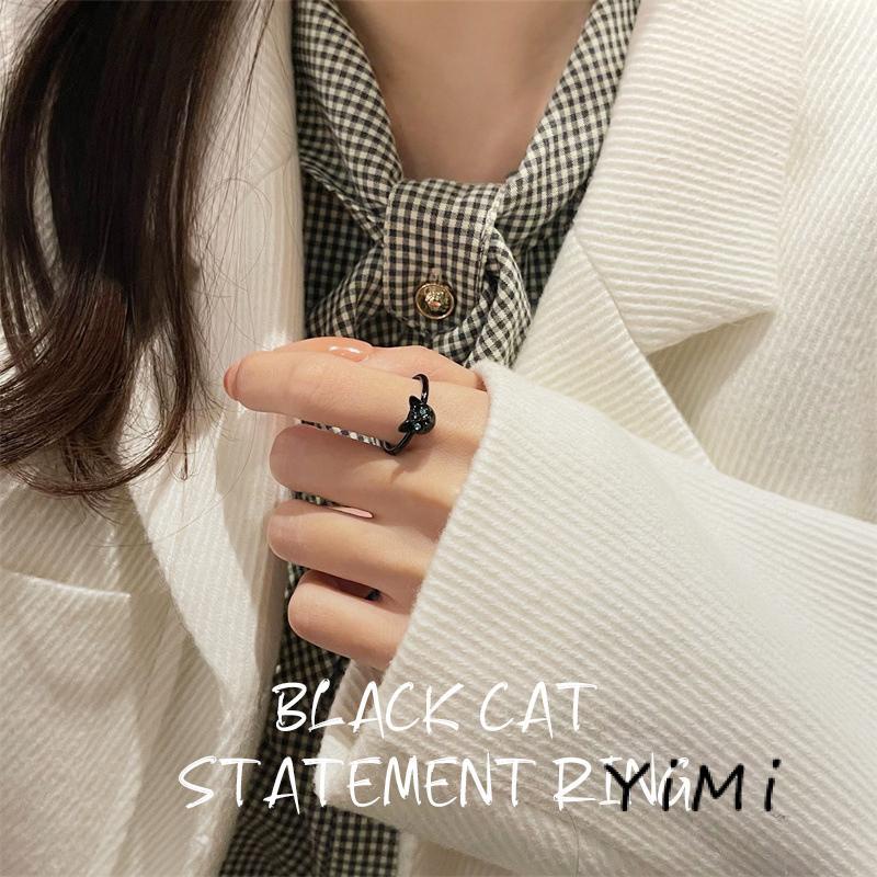 Nhẫn Hình Mèo Đen Phong Cách Hàn Quốc Dành Cho Nữ