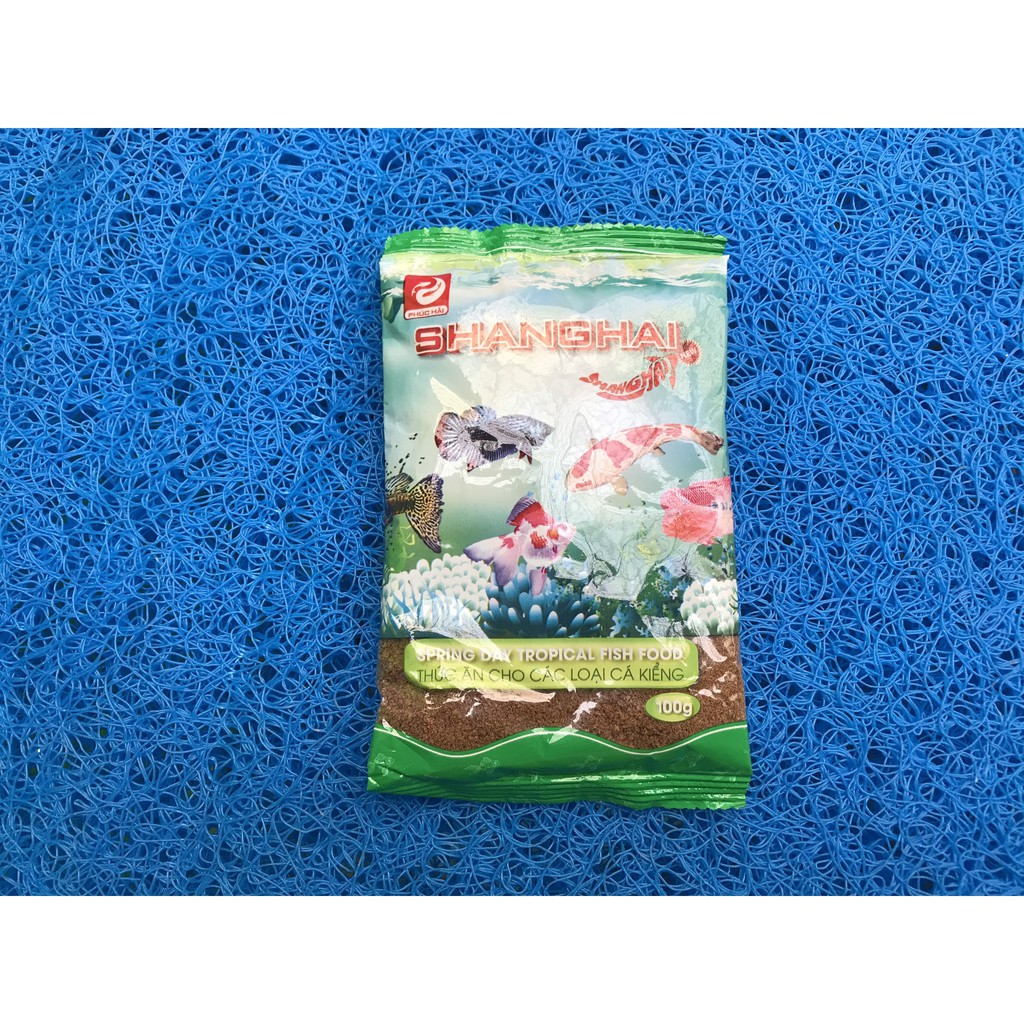 Thức Ăn Gói Shanghai Gói 100g, Cám Cá Hạt Tròn 1mm Chuyên Dùng Cho Cá Cảnh, Bảy Màu, Bình Tích, Các Dòng Cá Thủy Sinh