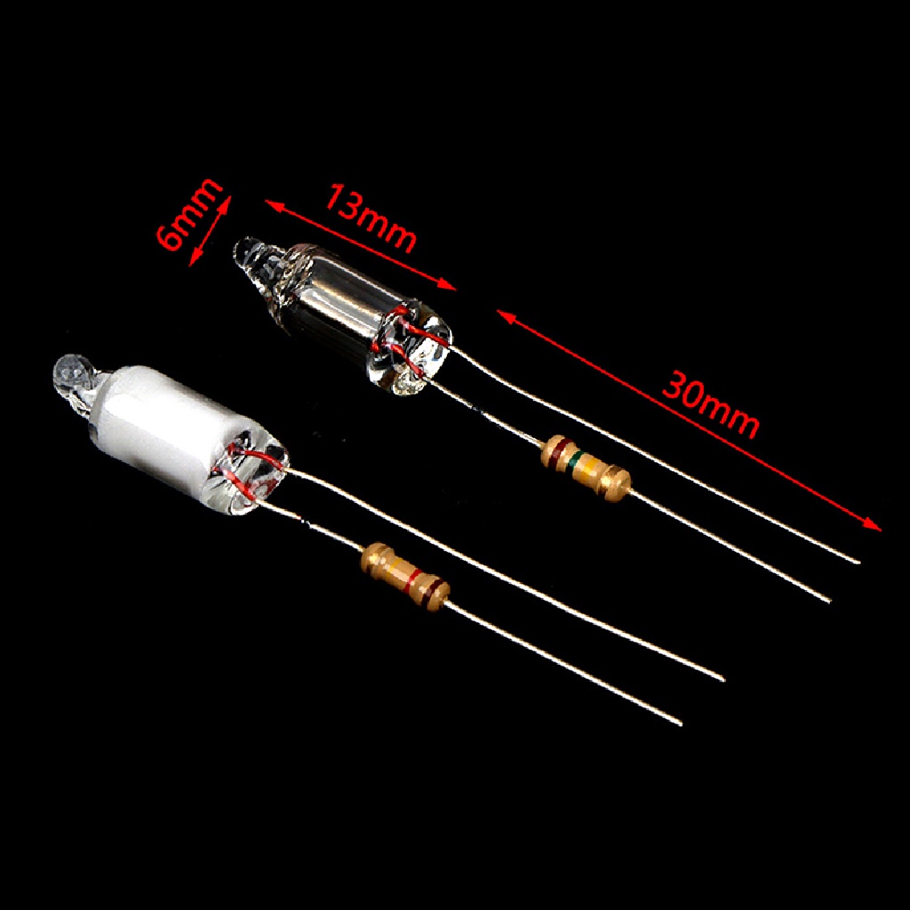 10 Bóng đèn neon mini 6 * 13mm có điện trở 220V