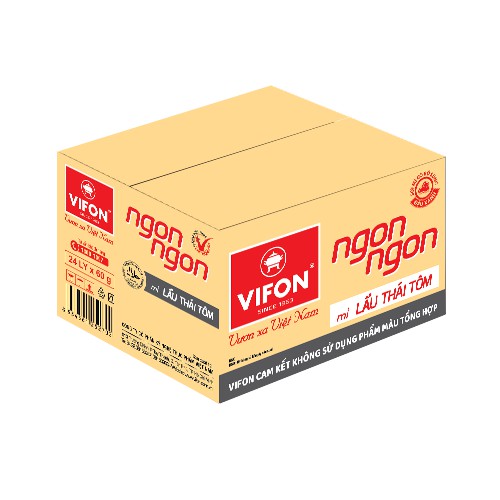 Thùng 24 Ly Mì Ngon Ngon Lẩu Thái Tôm VIFON 60g/Ly