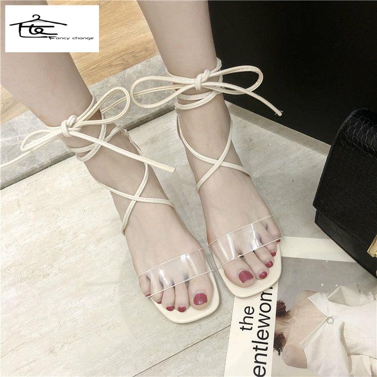 Giày Sandal Cao Gót Dây Chéo Đế Dày Thoải Mái Thời Trang Mùa Hè