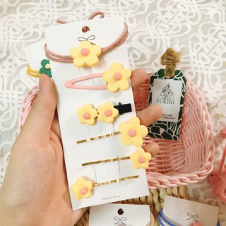 SET CỘT TÓC, KẸP TÓC HOA 5 CÁNH 6 MÓN ẢNH THẬT