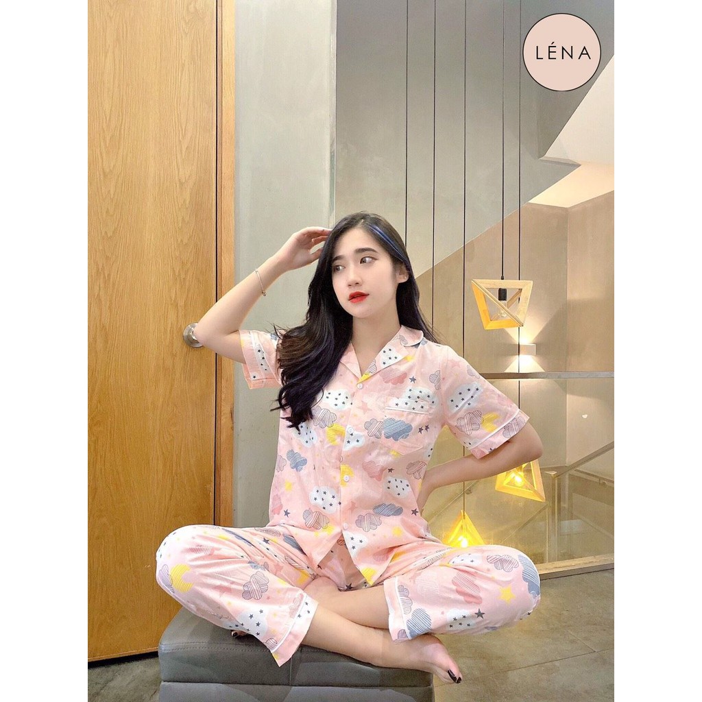 Pijama Thô Hàn Quốc cam hình mây - Bộ quần dài