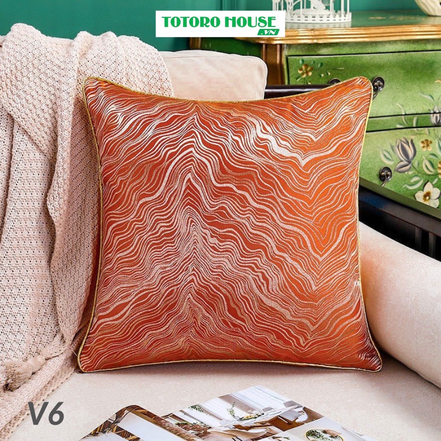 Vỏ gối tựa lưng lụa dệt vân sóng TOTORO HOUSE áo gối vuông sofa sang trọng thời thượng đẳng cấp 45x45cm | BigBuy360 - bigbuy360.vn