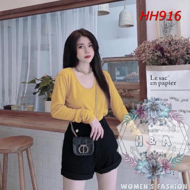 Áo Thun tay dài cổ tròn mỏng