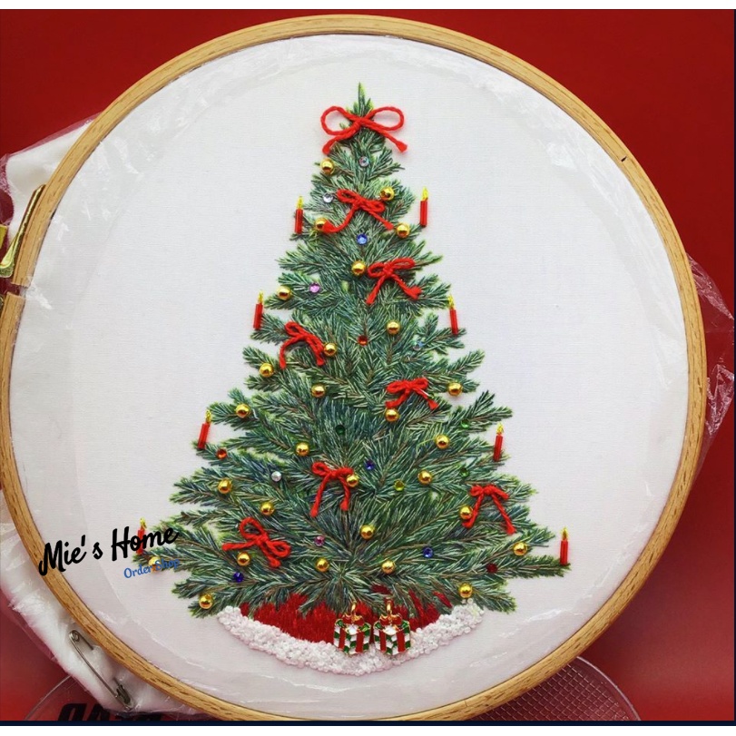 Bộ kit Gói Nguyên liệu tự thêu tranh Hoop trang trí Giáng Sinh DIY thêu tay thủ công Christmas Embroidery - Mie Handmade