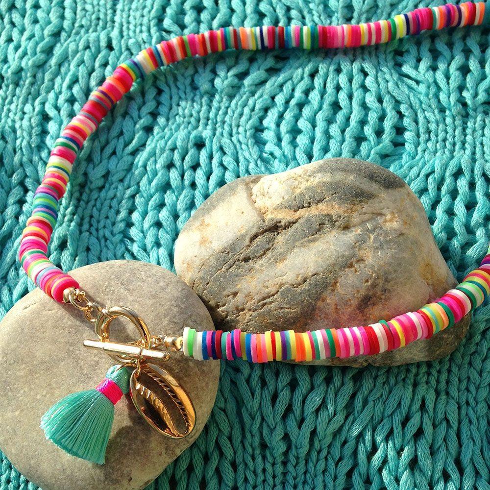 Vòng cổ Tình Bạn Mặt Vỏ Sò Nhiều Màu Phong Cách Bohemian Thời Trang WMES15H