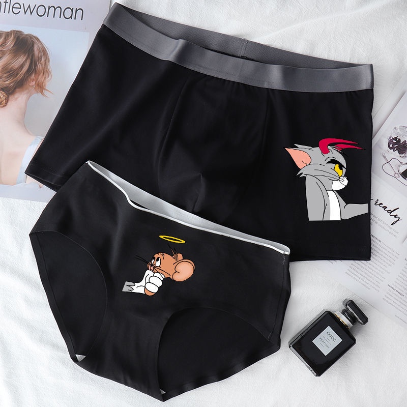 Quần lót bằng vải cotton họa tiết hoạt hình dễ thương cho cặp đôi