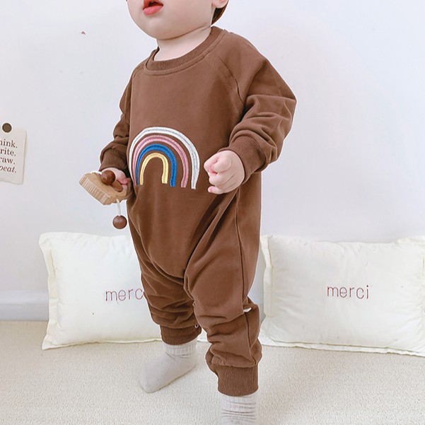 Áo liền quần họa tiết cầu vồng kiểu dáng dễ thương cho bé
