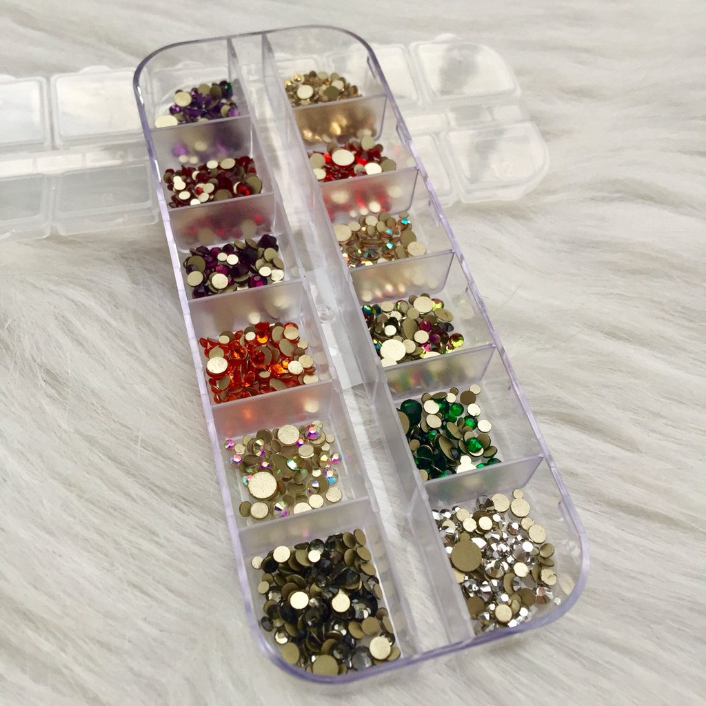 Khay đá tiệp MIX SIZE, MIX MÀU siêu sáng chăm sóc trang trí móng làm nail