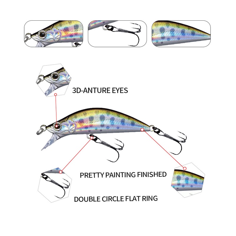 Mồi Câu Cá Giả 50mm 4.5G Kiểu Nhật Bản Chuyên Dùng