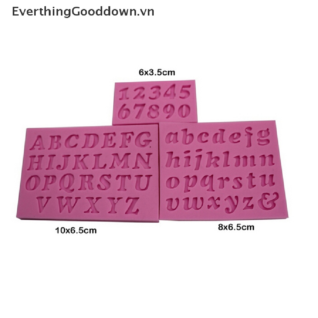 Set 3 Khuôn Silicone Làm Bánh Tạo Hình Chữ Cái &amp; Số Độc Đáo Tiện Dụng
