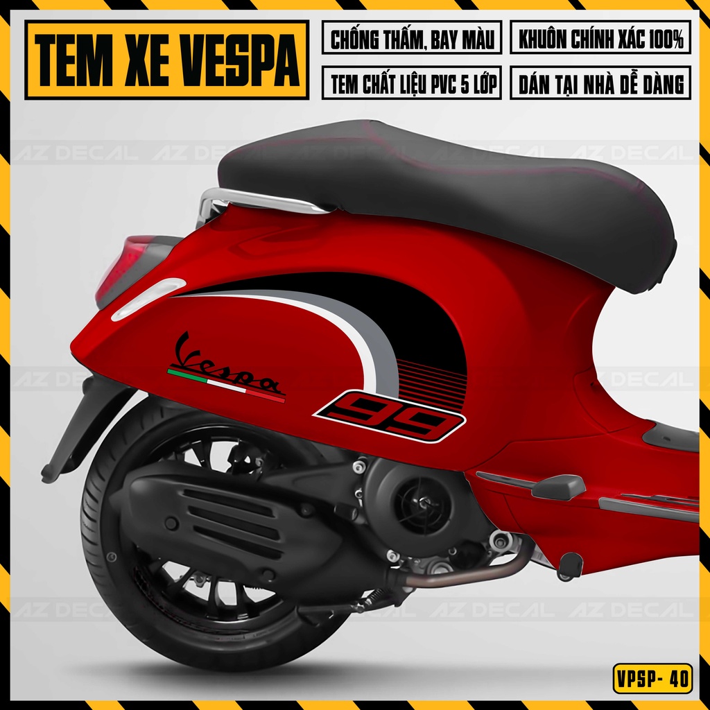 Tem Xe Vespa Sprint / Primavera Mẫu Stage 6 | VPSP40 | Decal Dán Vespa Đẹp, Chống Nước, Chống Bong Tróc