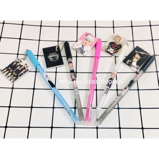 Sét 5 Bút BTS kèm tag sổ , tag thước kẻ bút nước có đầu xoá được